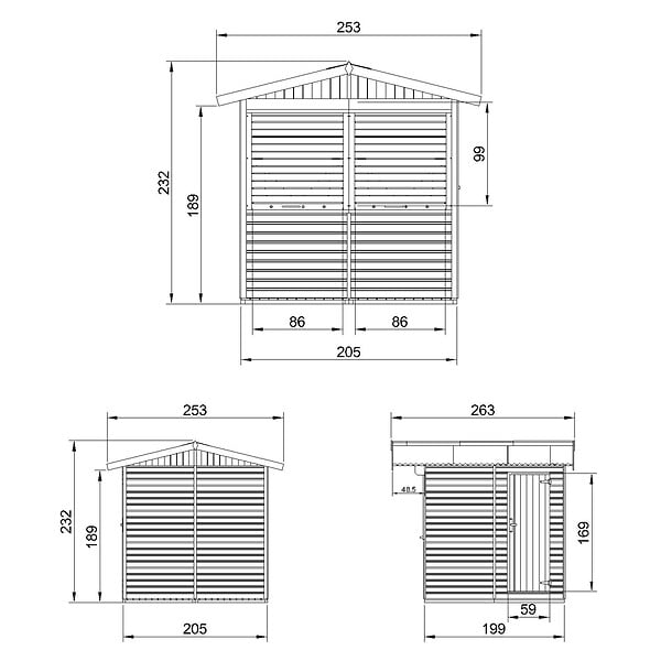 TIMBELA - TIMBELA M149Z Maison de jardin en bois, Étal de marché en bois H232x253x263 cm/4 m2 - large