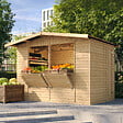 TIMBELA - TIMBELA M150 - Maison de jardin en bois - Grand stand de vendeur avec comptoir - H232 x L336x l263 cm/6 m² - vignette
