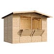 TIMBELA - TIMBELA M150 - Maison de jardin en bois - Grand stand de vendeur avec comptoir - H232 x L336x l263 cm/6 m² - vignette