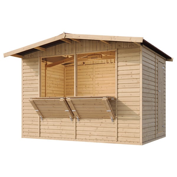 TIMBELA - TIMBELA M150 - Maison de jardin en bois - Grand stand de vendeur avec comptoir - H232 x L336x l263 cm/6 m² - large