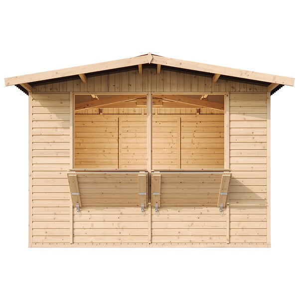 TIMBELA - TIMBELA M150 - Maison de jardin en bois - Grand stand de vendeur avec comptoir - H232 x L336x l263 cm/6 m² - large