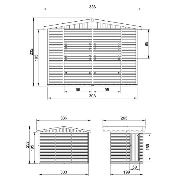 TIMBELA - TIMBELA M150 - Maison de jardin en bois - Grand stand de vendeur avec comptoir - H232 x L336x l263 cm/6 m² - large