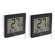 OTIO - Lot de 2 thermomètres intérieur extérieur filaires Noir - Otio - vignette