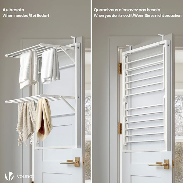 VOUNOT - Étendoir à linge mural suspendu pliable Blanc - large