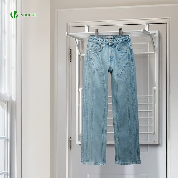 VOUNOT - Étendoir à linge mural suspendu pliable Blanc - large