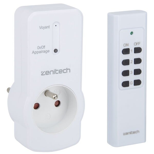 ZENITECH - Lot de 2 prises télécommandées portée 25m - Blanc - Zenitech - large