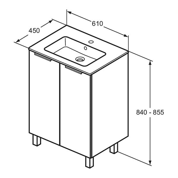 PORCHER - Meuble sous-plan + plan vasque Ulysse Porcher - 2 portes - 60cm - Blanc brillant - large