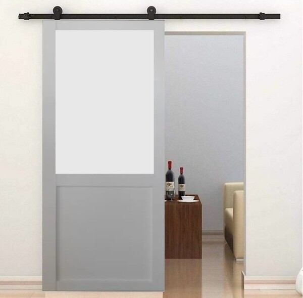 GD MENUISERIES - Porte Coulissante Athena blanc H204 x L83 cm, Rail roulettes - large