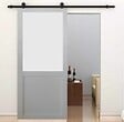 GD MENUISERIES - Porte Coulissante Athena blanc H204 x L83 cm, Rail roulettes - vignette