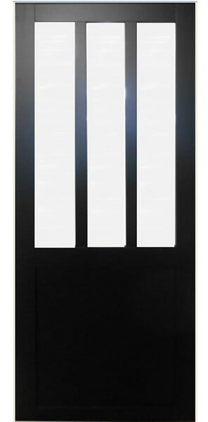 GD MENUISERIES - Porte Coulissante Atelier Noir vitre depoli H204 x L83 cm, Rail alu Bandeau Noir - large