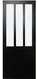 GD MENUISERIES - Porte Coulissante Atelier Noir vitre depoli H204 x L83 cm, Rail alu Bandeau Noir - vignette