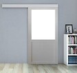GD MENUISERIES - Porte Coulissante Atelier Blanc H204 x L83 cm sans meneau, Rail alu Bandeau Blanc - vignette