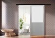 GD MENUISERIES - Porte Coulissante Athena blanc H204 x L73 cm, Rail Alu bandeau noir - vignette