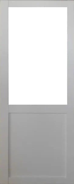 GD MENUISERIES - Porte Coulissante Atelier blanc H204 x L73 cm sans meneau, Rail Alu bandeau noir - large
