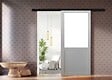 GD MENUISERIES - Porte Coulissante Atelier blanc H204 x L73 cm sans meneau, Rail Alu bandeau noir - vignette