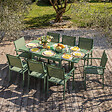 HAPPY GARDEN - Salon de jardin VENEZIA extensible 90/180 en textilène vert sauge 8 places - aluminium vert sauge - vignette