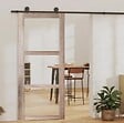 GD MENUISERIES - Porte Coulissante bois Frake Vitrage transparent H204 x L83 cm, railroulette - vignette