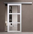GD MENUISERIES - Porte Coulissante Kenya blanc Vitrage transparent H204 x L83 cm, Rail Alu - vignette