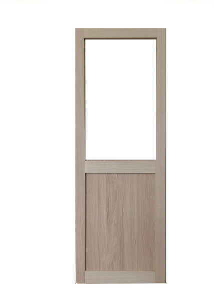 GD MENUISERIES - Porte Coulissante Atelier placage chene Vitrée H204 x L83 cm - large