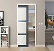 GD MENUISERIES - Porte Coulissante Blakeria Vitrée Gris Anthr H204 x L83 cm, Galandage, kit de finition - vignette