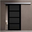 GD MENUISERIES - Porte Coulissante Telia noir 4 panneaux H204 x L73 cm Avec Rail Alu bandeau blanc - vignette