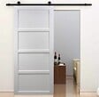 GD MENUISERIES - Porte Coulissante Tamera blanc 4 panneaux H204 x L63 cm, Rail roulettes - vignette