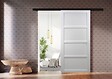 GD MENUISERIES - Porte Coulissante Tamera blanc 4 panneaux H204 x L63 cm, Rail Alu bandeau noir - vignette