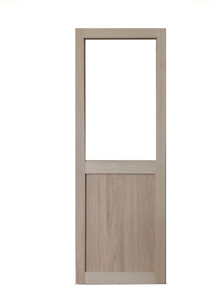 GD MENUISERIES - Porte Coulissante Atelier placage chene Vitrée H204 x L73 cm - large