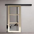 GD MENUISERIES - Porte Coulissante bois Ayous Vitrage transparent H204 x L73 cm, Rail alu bandeau noir - vignette