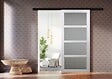 GD MENUISERIES - Porte Coulissante Tana blanc Vitrée H204 x L83 cm, Rail Alu bandeau noir - vignette