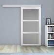GD MENUISERIES - Porte Coulissante Kenya blanc Vitrée H204 x L93 cm, Rail Alu - vignette