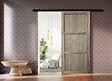 GD MENUISERIES - Porte Coulissante bois Frake 3 Panneaux H204 x L73 cm, rail bandeau noir - vignette