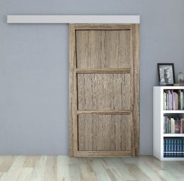 GD MENUISERIES - Porte Coulissante bois Frake 3 Panneaux H204 x L83 cm, rail alu - large