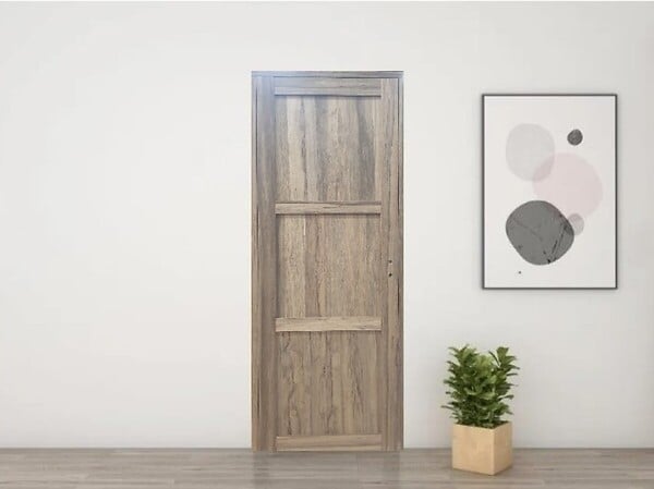 GD MENUISERIES - Bloc Porte bois Frake 3 Panneaux H204 x L73 cm Côte Tableau P.Gauche - large