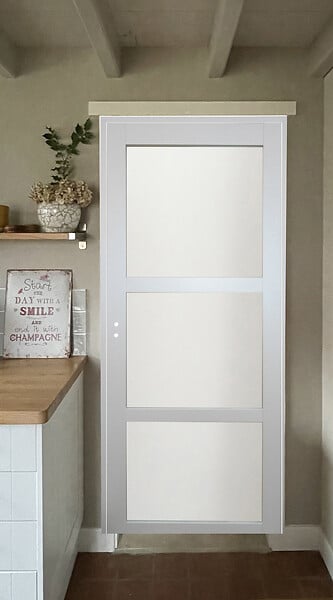 GD MENUISERIES - Bloc Porte Greyria Gris Clair Vitrée H204 x L73 cm Côte Tableau P.Droit - large