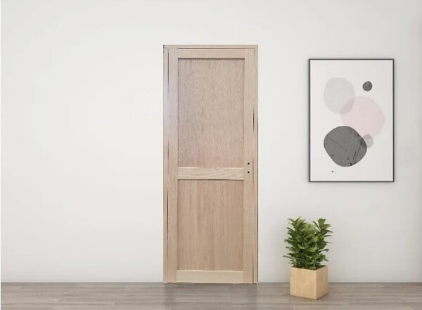 GD MENUISERIES - Bloc Porte Atelier 2 Panneaux chene H204 x L73 cm Côte Tableau P.Gauche - large