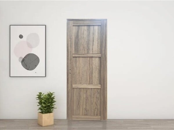 GD MENUISERIES - Bloc Porte bois Frake 3 Panneaux H204 x L73 cm Côte Tableau P.Droit - large
