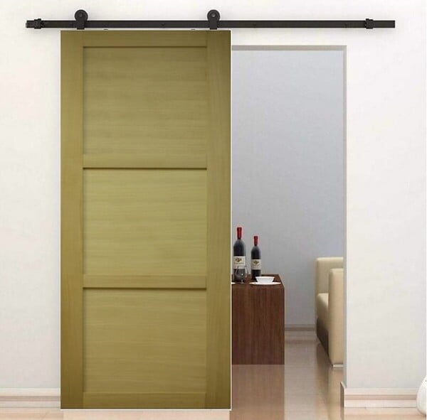 GD MENUISERIES - Porte Coulissante bois Ayous 3 Panneaux H204 x L83 cm, Rail roulettes - large