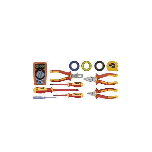 VITO - Sacoche professionnelle électricien 12 Outils Poignée acier renforcée Nylon haute Qualité Sac bandoulière VITO - large