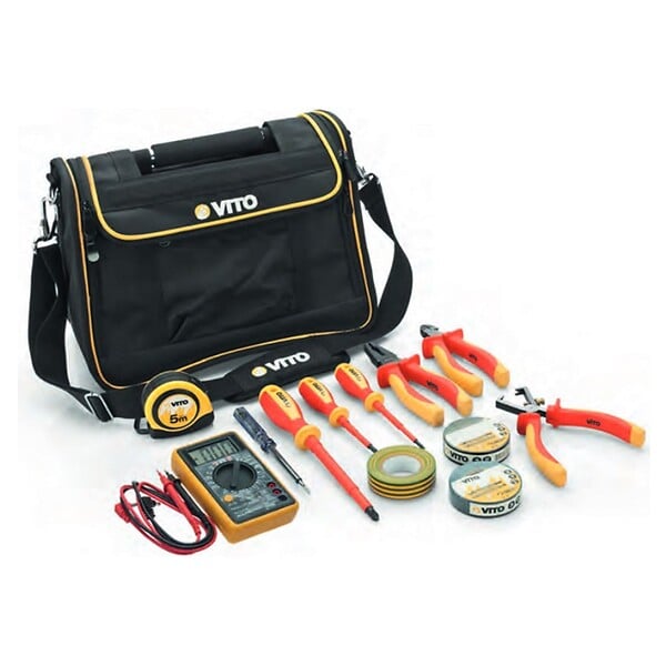 VITO - Sacoche professionnelle électricien 12 Outils Poignée acier renforcée Nylon haute Qualité Sac bandoulière VITO - large