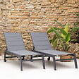 HAPPY GARDEN - Lot de 2 bains de soleil BARBADOS en textilène gris - aluminium gris anthracite - vignette