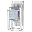 VOUNOT - Porte serviettes sur pied autoportant 4 niveaux blanc - vignette