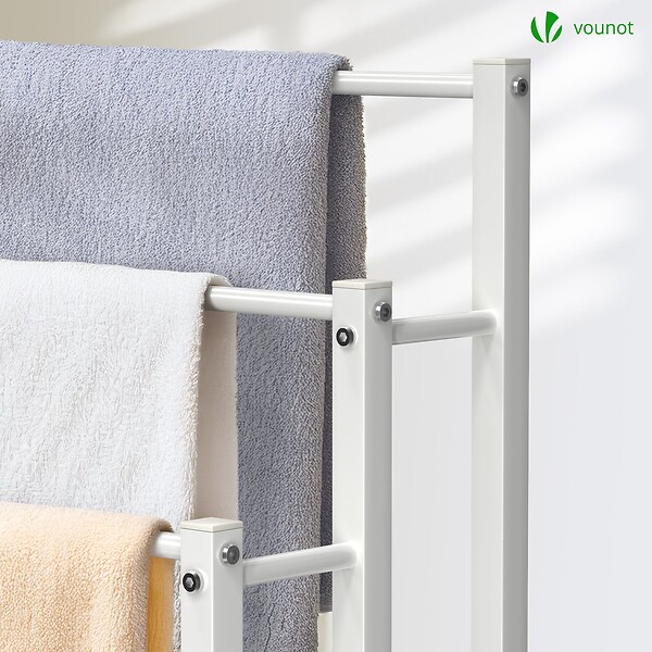 VOUNOT - Porte serviettes sur pied autoportant 3 niveaux blanc - large