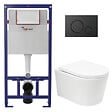 SWISS AQUA TECHNOLOGIES - Swiss Aqua Technologies Pack WC bâti ECO 2L Swiss Aqua Technologies + WC suspendu Swiss Aqua Technologies + plaque noir mat (STESTBRWT02-FR) - vignette