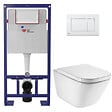 SWISS AQUA TECHNOLOGIES - Pack WC bâti-support autoportant + WC suspendu sans bride avec abattant SoftClose + plaque blanche (STROGAWR01-U) - vignette