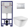 SWISS AQUA TECHNOLOGIES - Swiss Aqua Technologies Pack WC bâti-support autoportant + WC suspendu sans bride avec abattant SoftClose + plaque chrome (STROGAWR02-U) - vignette
