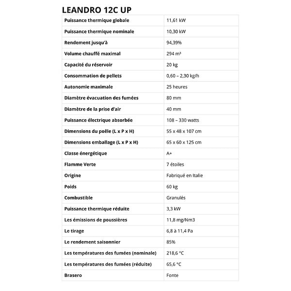 LVZ - Poêle à granules étanche - LVZ LEANDRO 12C UP - - large