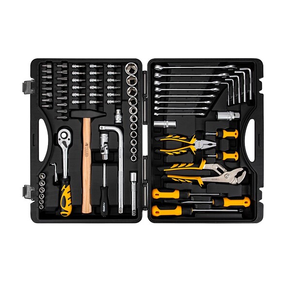 VITO - Boite à outils complète 84 pièces Chrome vanadium - Caisse à outils avec douilles et accessoires VITO - large
