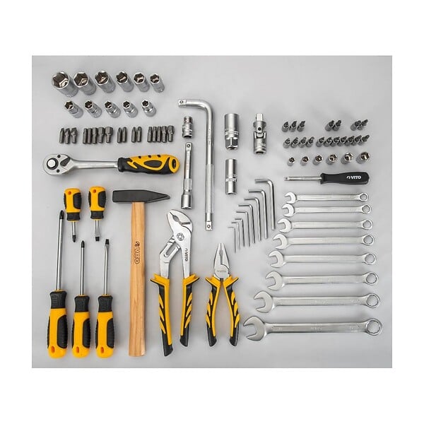 VITO - Boite à outils complète 84 pièces Chrome vanadium - Caisse à outils avec douilles et accessoires VITO - large