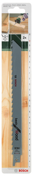 BOSCH - 2 lames scie sabre HCS bois 228 mm S1111K - BOSCH - 2 609 256 700 - large